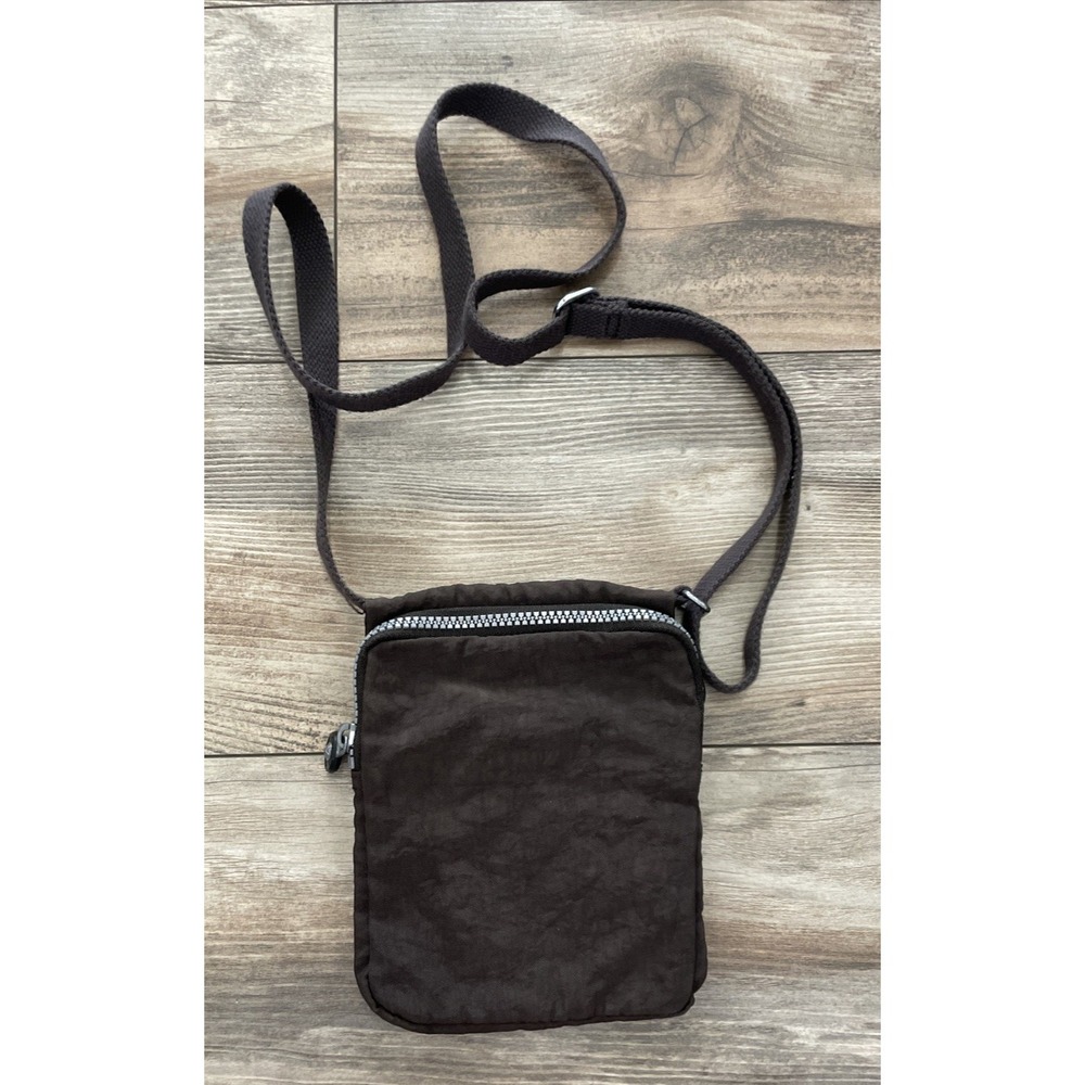 Kipling Small Brown Crinkle Nylon Crossbody Bag Flap Front Adjustable Strap - Picture 8 of 8